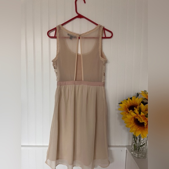 Crochet Cream Lace Top Blush Pink Dress American Eagle - Picture 3 of 6